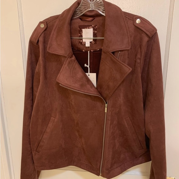 Lauren Conrad Dusty Rose Faux Suede Moto Jacket - 2X - Picture 1 of 5